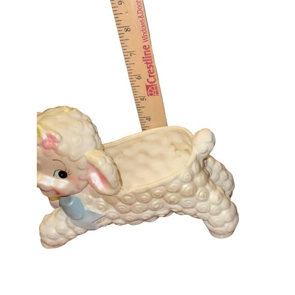 Vintage Rubens Lamb Planter Anthropomorphic Ceramic Pastel Nursery Decor Japan - Picture 11 of 12
